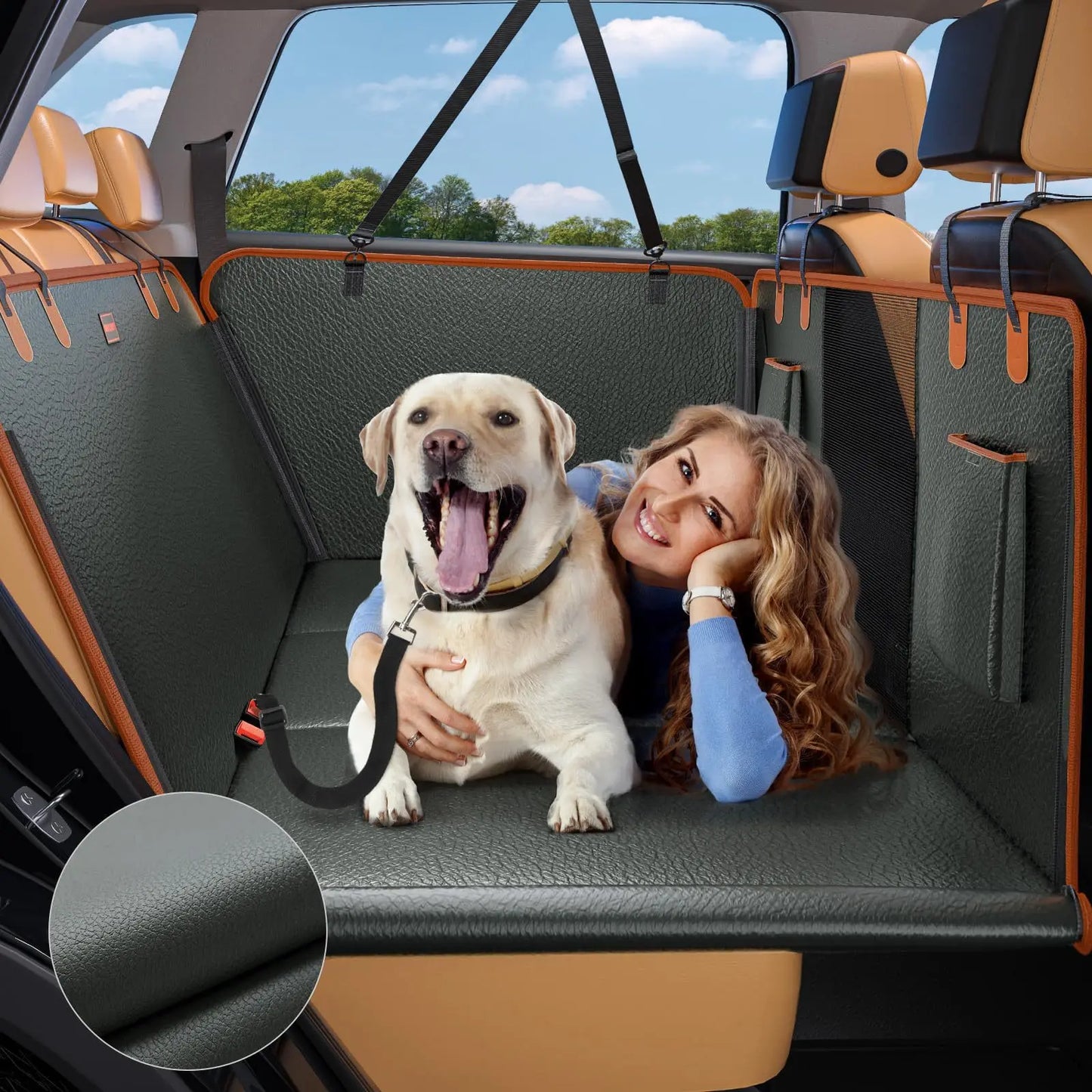 Car Rear Seat Pet Mat, Dog Anti-Dirty Mat, Rear Seat Wideened Load-Bearing PU Leather Pet Mat, Suitable for Travel Camping