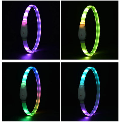 Dog Collar LED Light USB Discoloration Luminous Collar Perro Luz Led Dog Collar Flashing Rechargeable Glowing Collar For Dog Pet