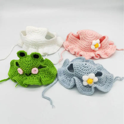 Cute Cat Hat Funny Pets Party Cosplay Headwear Delicate Hemming Pendant Decor Elasticity Knitted Hat Pet Accessories