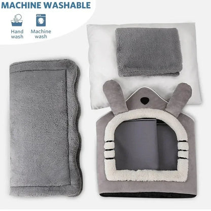 Indoor Warm Dog House Soft Pet Bed Tent House Dog Kennel Cat Bed Removable and Washable Cushion Suitable Four Season Universal