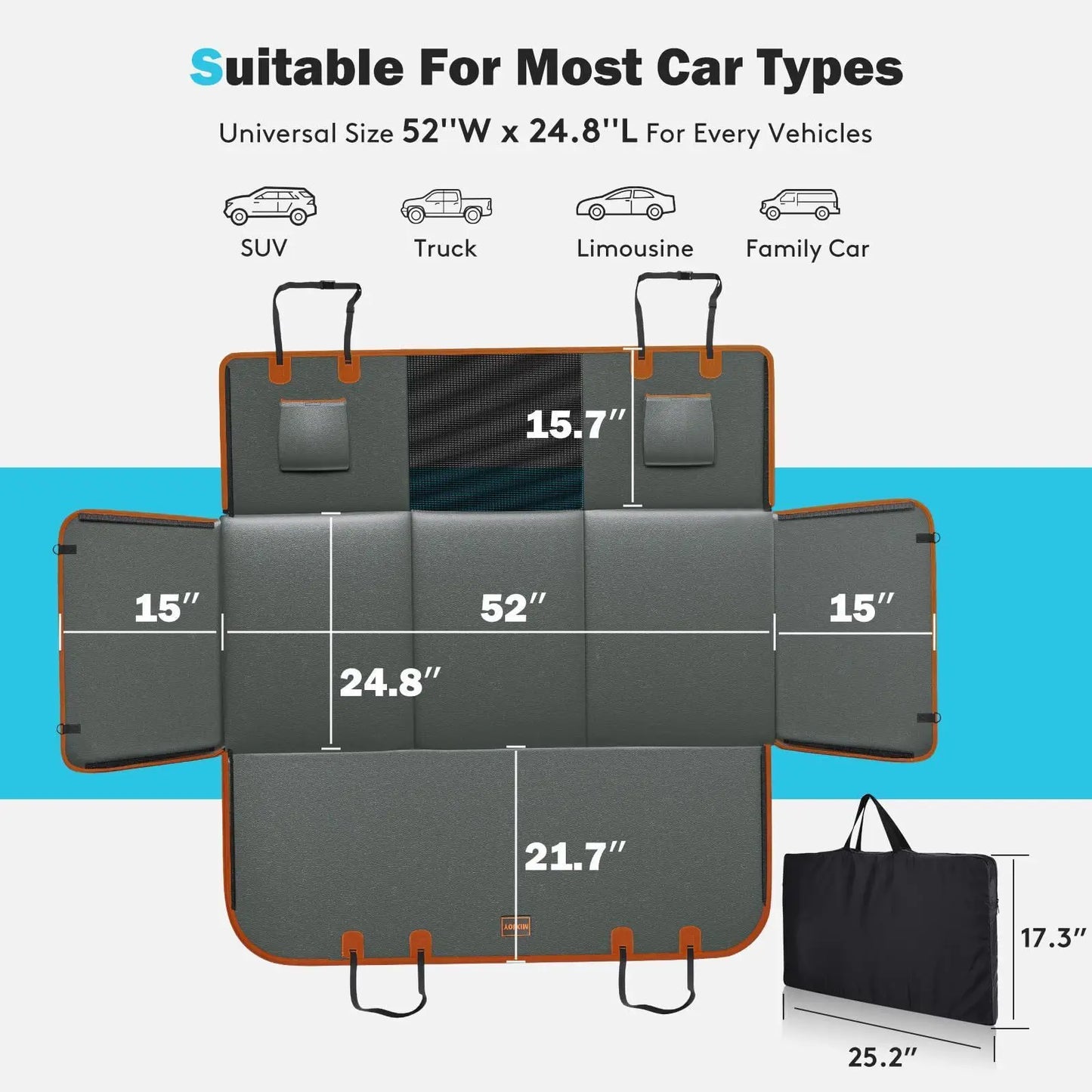Car Rear Seat Pet Mat, Dog Anti-Dirty Mat, Rear Seat Wideened Load-Bearing PU Leather Pet Mat, Suitable for Travel Camping