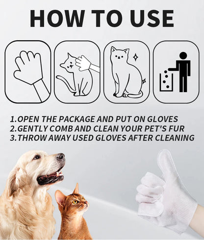 Pet Wash-Free Gloves Cat Bath Deodorant Wipes Disposable Cleaning Dry Cleaning Dog Wipes Gentle And Convenient Gloves