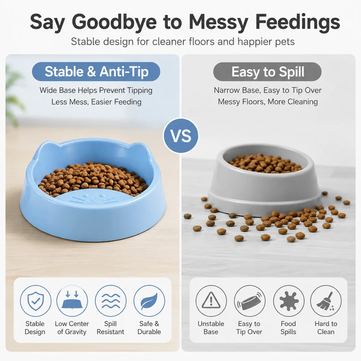 Cat Ear Design Food Bowl, Cute Cat Feeding Dish for Pets, Dog Water Bowl for Small Animals, Single Pet Bowl