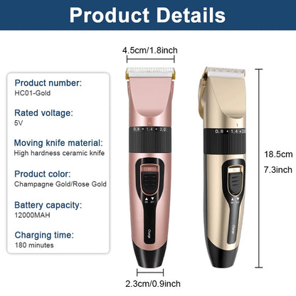Dog Hair Clippers Electrical Pet Dog Clipper Grooming Trimmer Set For Cat Rabbit  Cordless USB Rechargeable Pet Shaving Machine