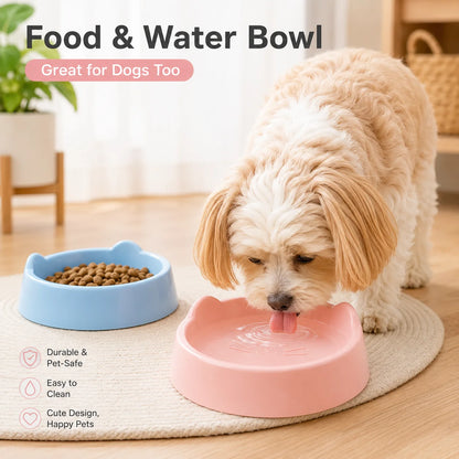 Cat Ear Design Food Bowl, Cute Cat Feeding Dish for Pets, Dog Water Bowl for Small Animals, Single Pet Bowl