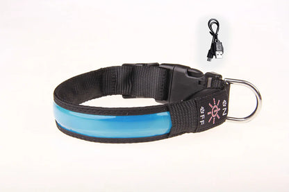 LED Dog Collar Adjustable USB Rechargeable 3 Modes Waterproof Nighttime Safety Reflective Leather Light-up Suitable For Pets