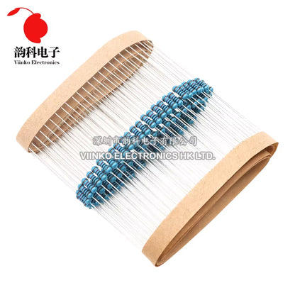 100Pcs 1/4W 0R-22M 1% Metal Film Resistor 0.25W 0 2.2 10 100 150 220 270 330 470 1K 2.2K 4.7K 10K 47K 100K 470K 1M 10M 20M Ohms